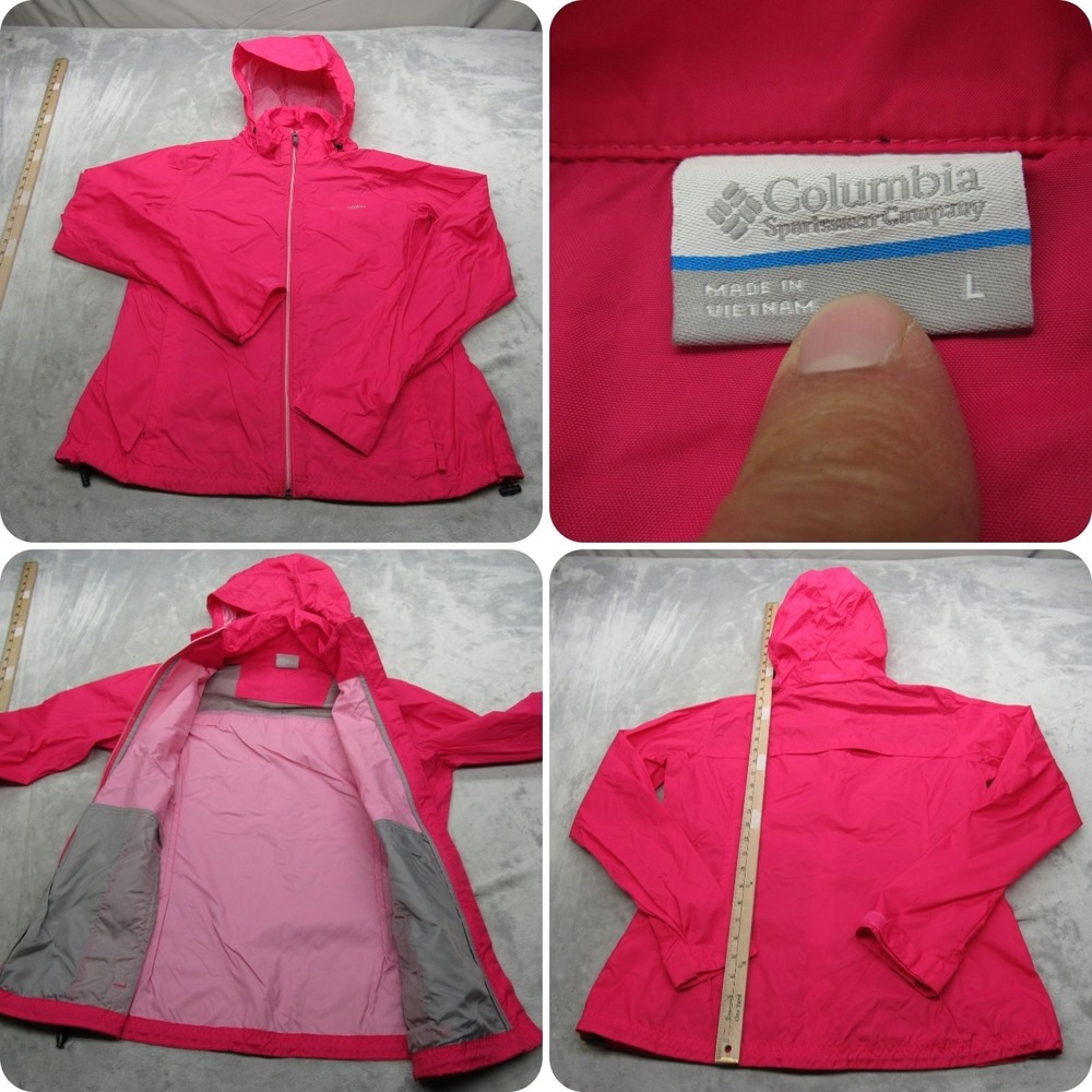 Columbia Jacket Womens Large Pink Lightweight‎ Packable Water Resistant Wind